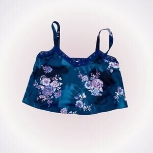 Urban Outfitters Lace Blue Floral Crop Tank Top | Sz S